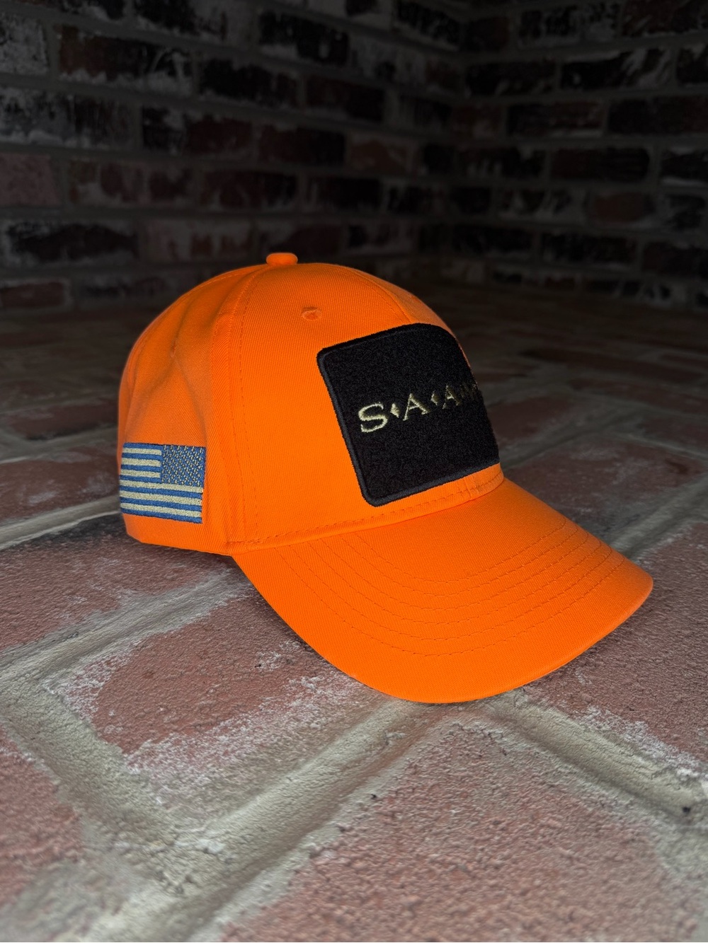 SAAM Precision Tactical FTW Ranch Blaze Orange Hunting Hat US Flag Patch S•A•A•M